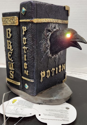 Black Crow Light Up Books Spooky Decor Magic Brews Poisons 7" NEW - Picture 3 of 8