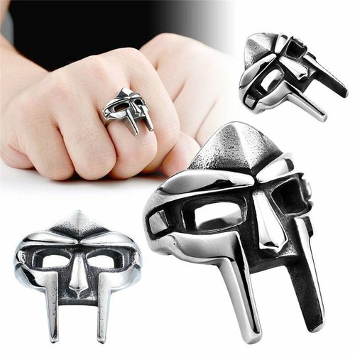 Size 7-14 Style Stainless Steel Fashion Gladiator MF DOOM Mask Ring Stainless - Picture 2 of 16