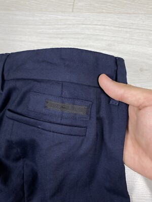 Prada Milano Pants Classic Navy Suit Logo Straight Tab