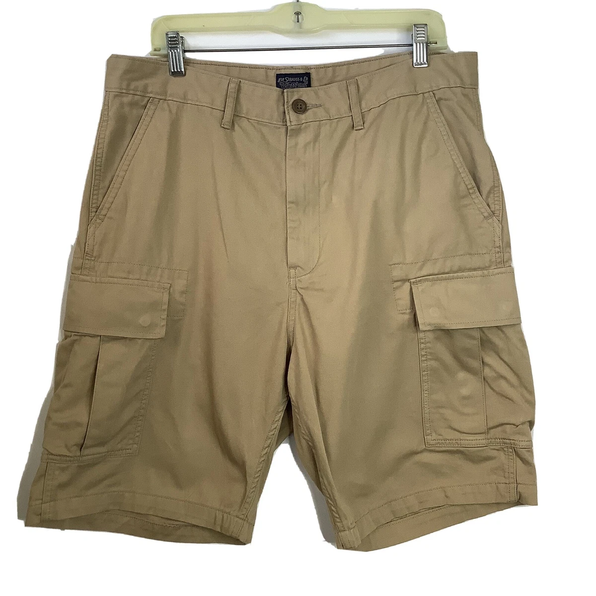 LEVIS Men s Tan Khaki Cargo Pocket Shorts Size 34 eBay