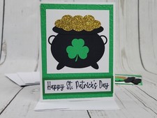 Happy St. Patrick's Day Greeting Card Kit 1 Lot of 4, Handmade, Pot of Gold 