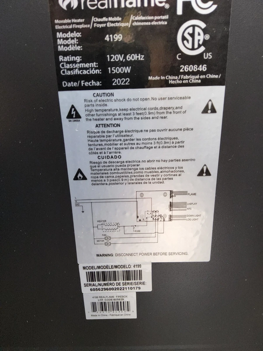 Real Flame VividFlame Electric Firebox 4199 | eBay