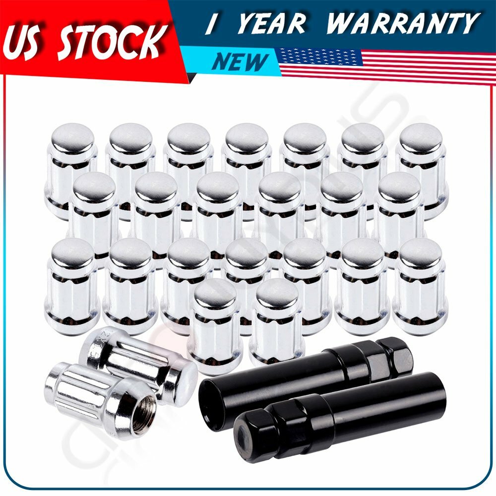 24 x M12 x1.5 Spline Lug Nuts Chrome For Toyota Highlander Corolla RAV4