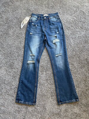 Magic Danim Super Sky High Rise Jeans Juniors 9 Boot Cut New 29x32 Ripped