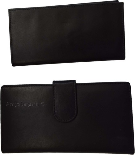 Cartera chequera de cuero. Cubierta de chequera de 15 tarjetas de crédito negra. Mujer/Hombre Nuevo* - Imagen 9 de 12