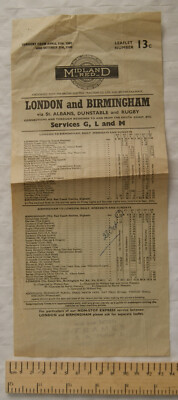 1960 Midland Red Leaflet 13c London Birmingham Fahrplan & Fahrpreise