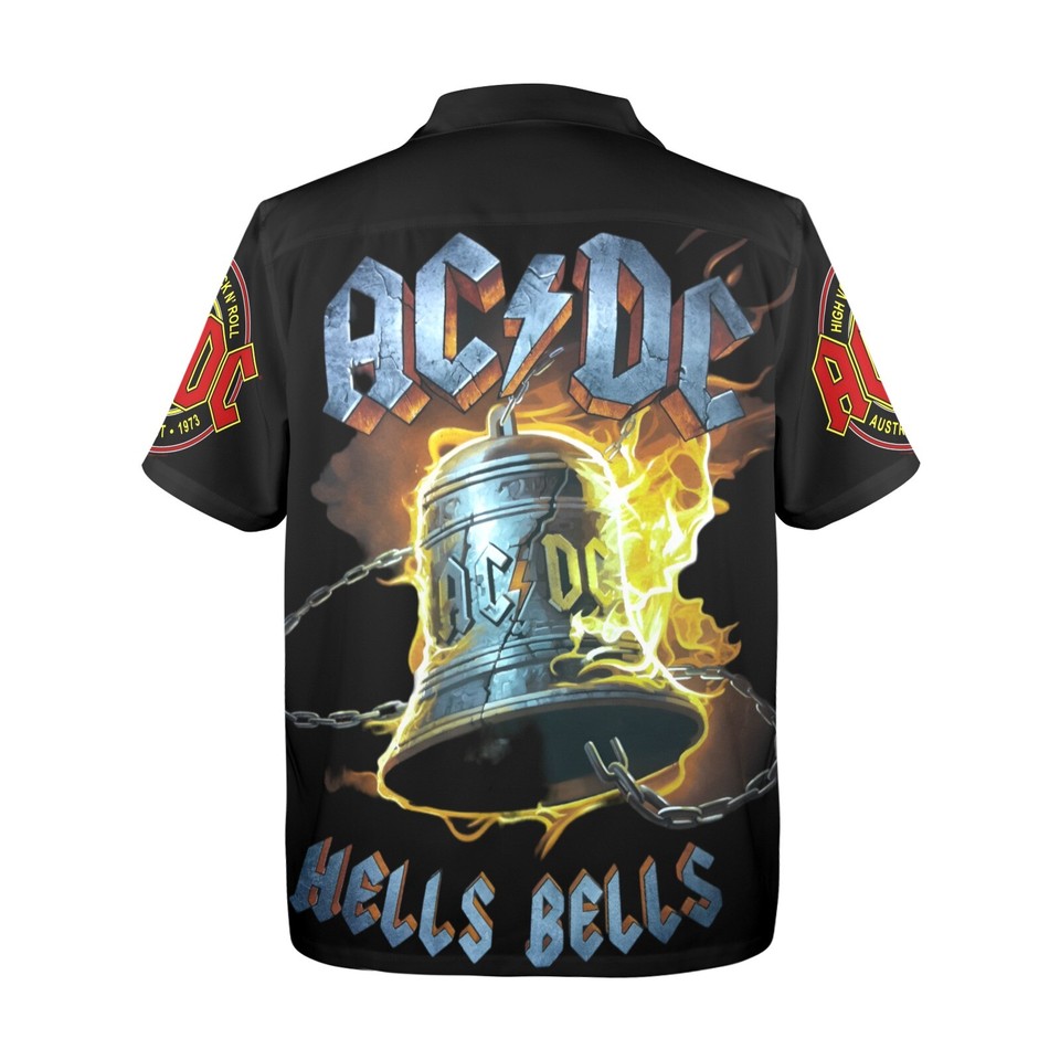 Hawaiian Button Shirt. AC DC Hells Bells | eBay