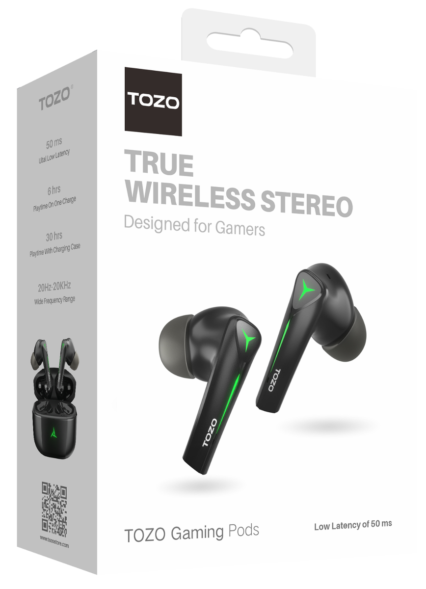 TOZO Gaming Pods Wireless Earbuds Bluetooth High Sensitivity