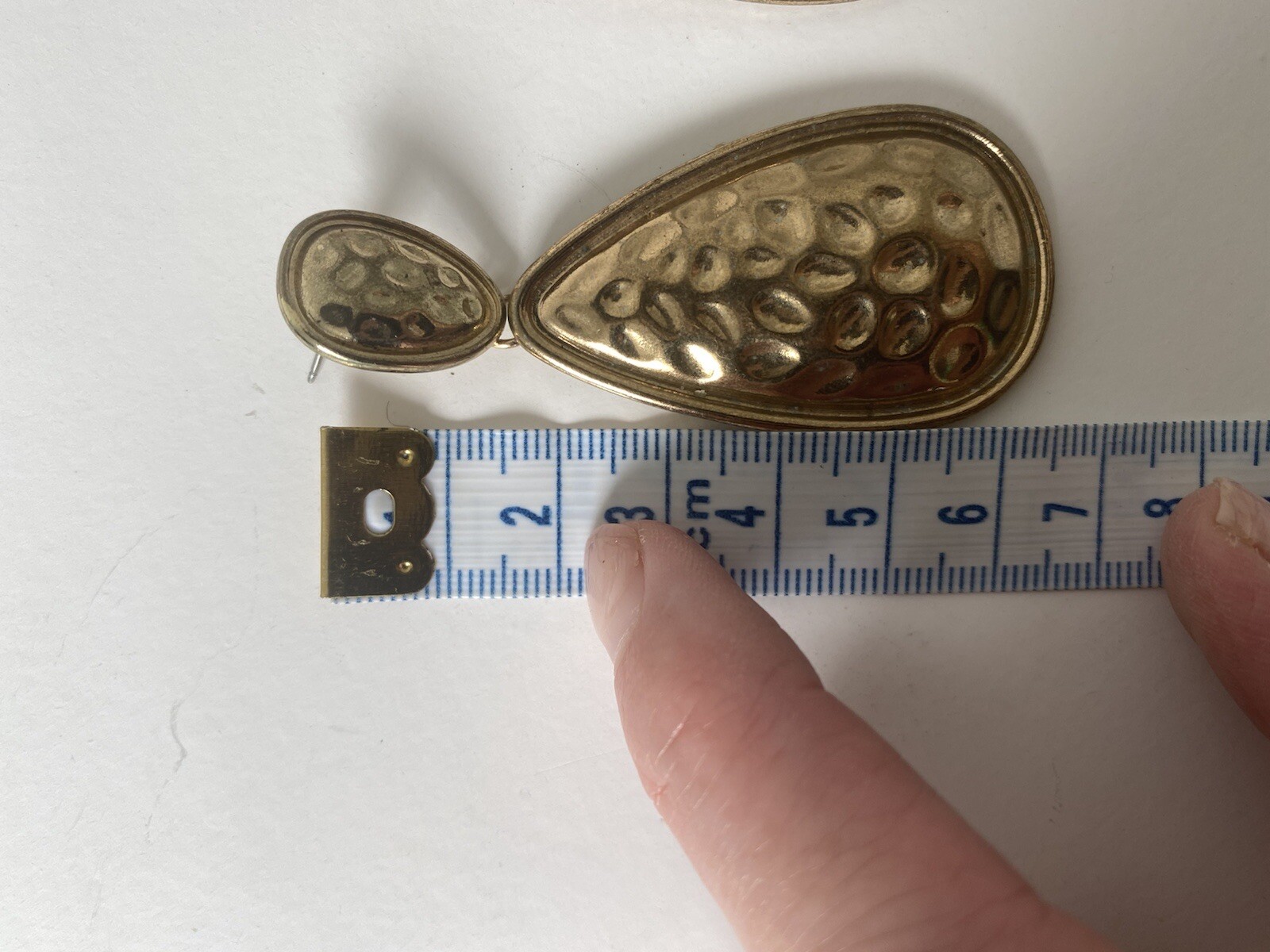 Gold Statement Dangle Earrings Solid Drop Pierced… - image 4