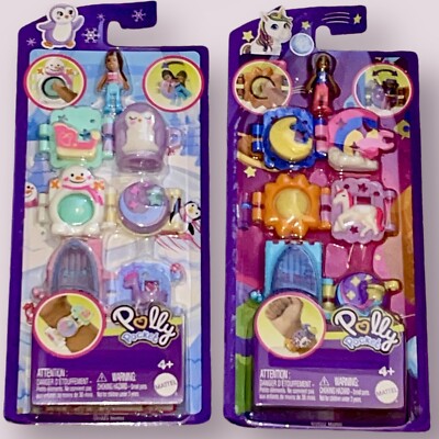 Polly Pocket BRACELET TREASURES (LOT OF 2) Unicorn & Penguin Mattel NEW