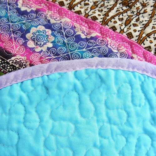 Lightweight Ocean Blue Floral Patchwork Throw Blanket - 60" x 78" Modern Design - Picture 9 of 10