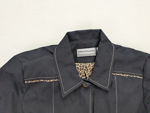 Alfred Dunner Women's Jacket Size 8P Black Lightweight Animal Print Trim - Picture 5 of 14