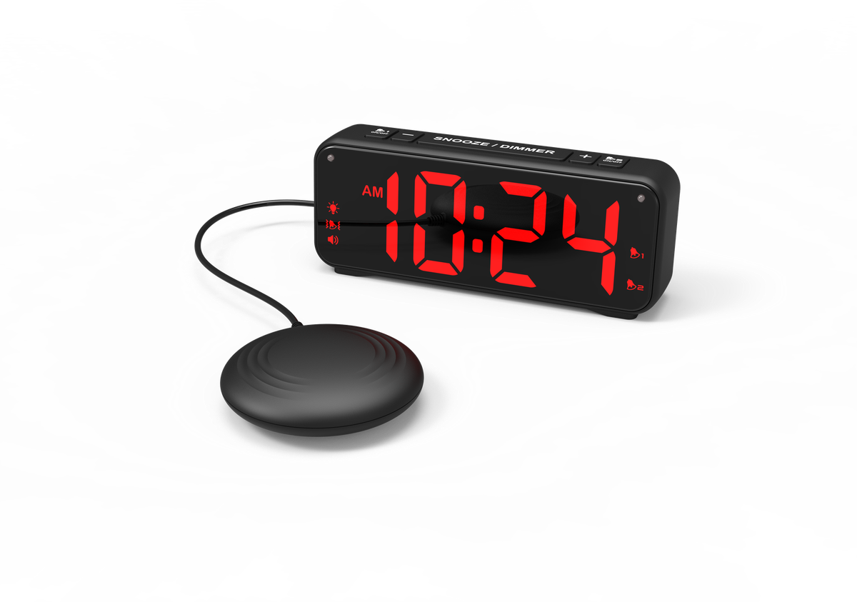 PROFI schwarz VIBRATION Uhr Tischuhr XXL Display Senioren vibrierender  Wecker Vi