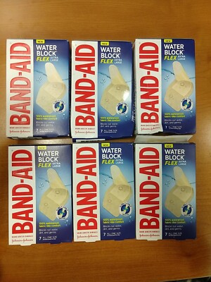 6 Boxes of 7: Band-Aid Water Block Flex Bandages Extra Large *SHELFWEAR*  13C