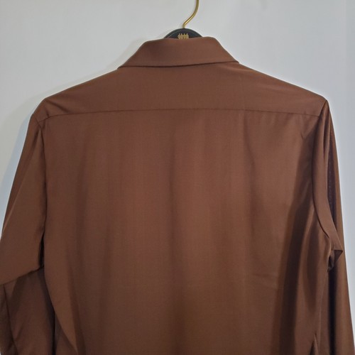 JCPenney Brown The Men's Shop Vintage 70s 80s - Men's 15.5 34 Dress Button Shirt - Picture 12 of 13
