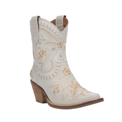 Dingo Ladies Primrose Floral Embroidery White Western Booties DI748-WH