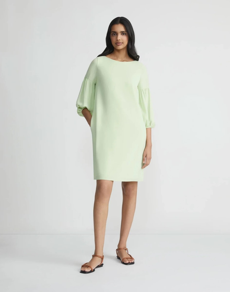 lafayette 148 green dress New York Karlie in Finesse Crepe M Mint Lantern Sleeve $648 Made to Match