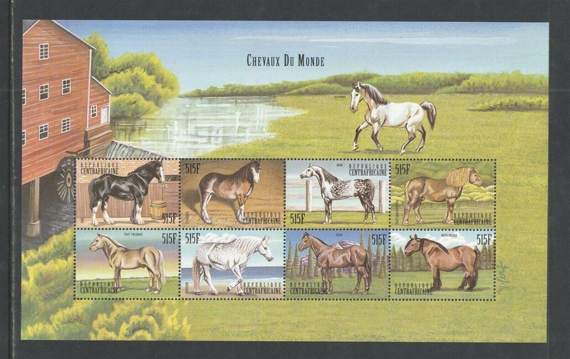 CENTRAL AFRICA REPUIBLIC 1999 #1286-1289 SHEETS MNH FAUNA/ANIMALS/HORSE/CAT/DOG