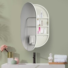 Oval Bathroom Mirror Medicine Cabinet Vanity Mirror Wall Mount Storage Organizer