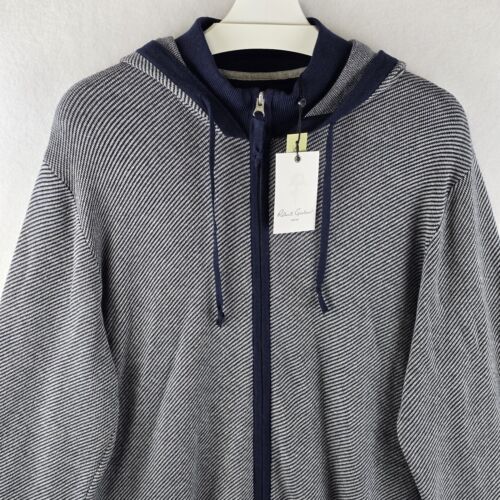 $278 Robert Graham XL Cashmere Blend Cardigan Dante Full Zip Hoodie Sweater Navy