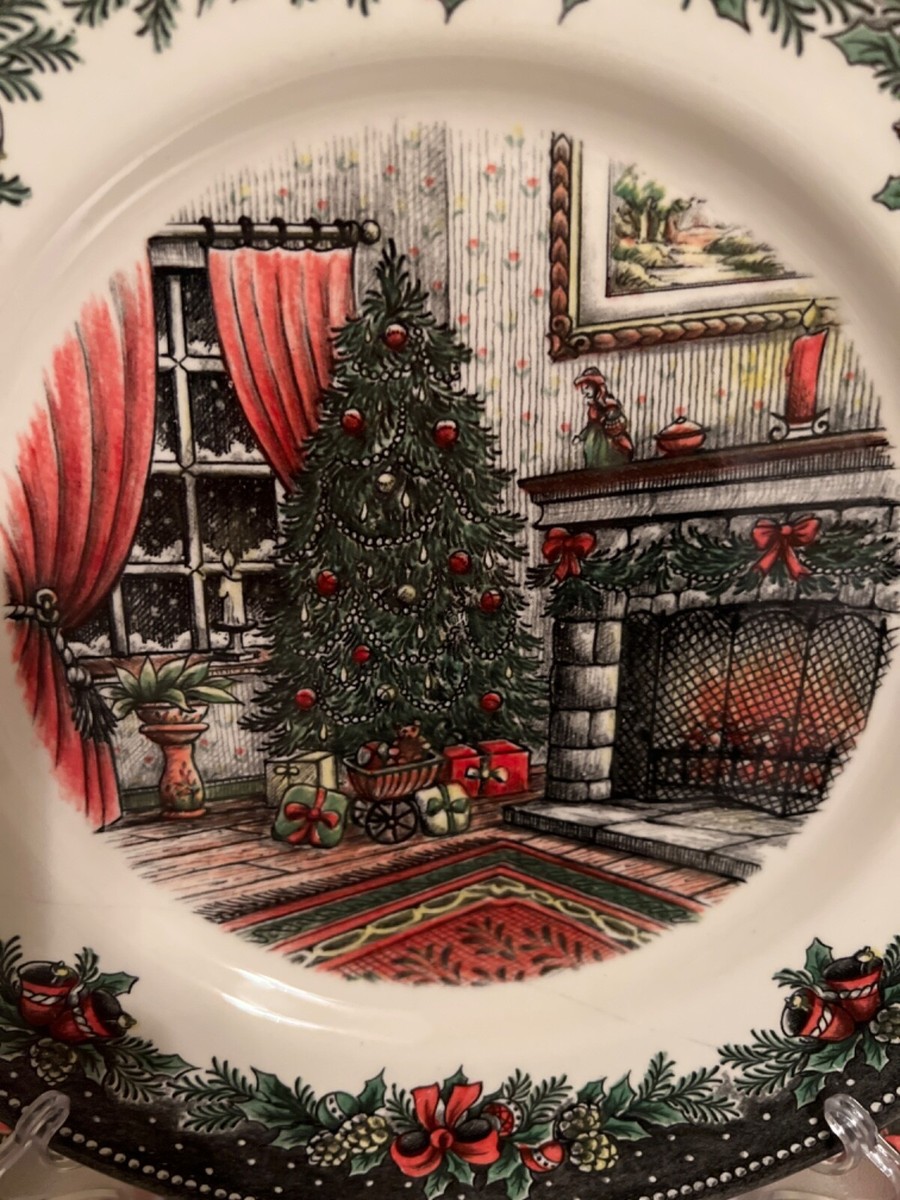 Royal Stafford CHRISTMAS MORNING Dinner Plate Set of 4 Tree