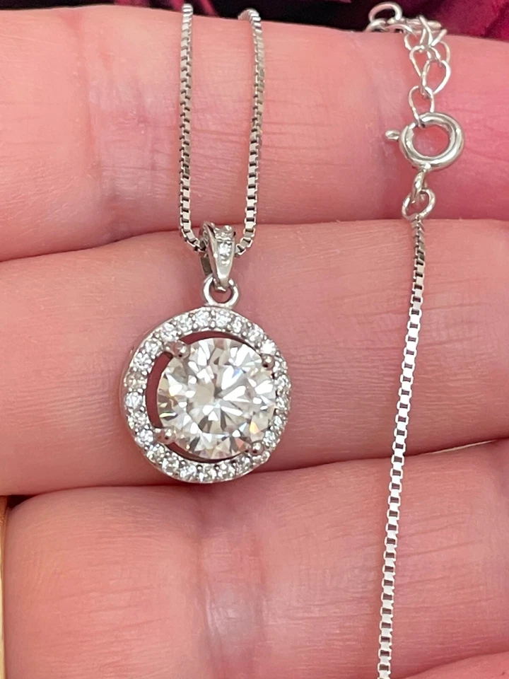2ctw Diamond Solitaire Pendant Necklace Diamond Jewelry Valentine's day Platinum - Image 4 of 4