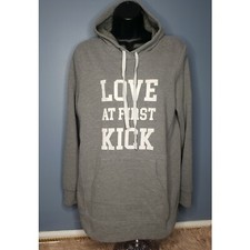 MOTHERHOOD MATERNITY "LOVE AT FIRST KICK" HOODED SWEATSHIRT -SMALL