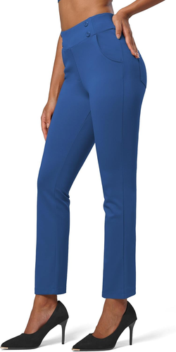 Women'S Yoga Dress Pants Stretch Business Work Casual Pants High Waisted Cropped
