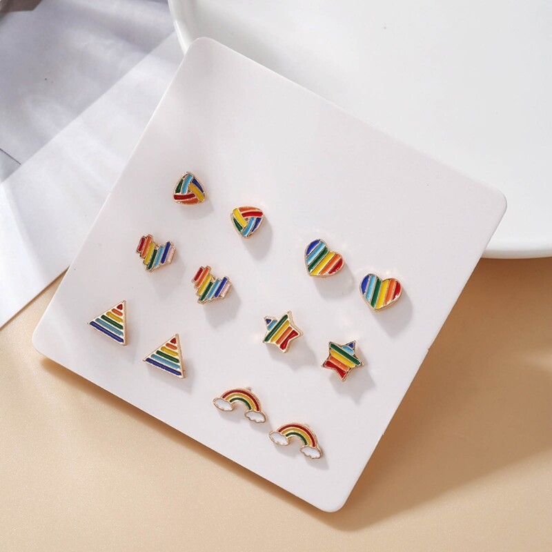 6 Pairs Women's Alloy Ear Studs for Girls and Adults  