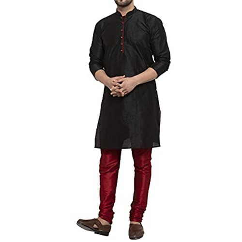 Traditional Plain Full Sleeve Silk Kurta Pajama Regular Fit Party Were For Mens - Picture 11 of 66