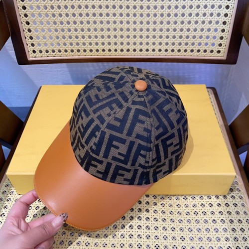 FENDI New Double F Patchwork Leather Baseball Cap - Picture 7 of 9