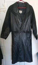 Leather Warehouse~ Women's Full Length Leather Coat~ Size Small~ Black~vintage