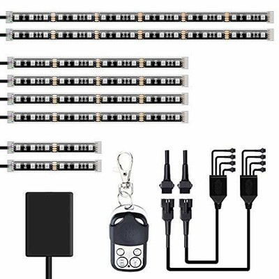 Ambother 8Pcs Motorcycle Led Light Kit Strips Multi-Color Accent Glow Neon Lights Lamp Flexible With Remote Controller For Harley Davidson Honda Kawasaki Suzuki Ducati Polaris Ktm Bmw ( Pack Of 8) (5299372680650)