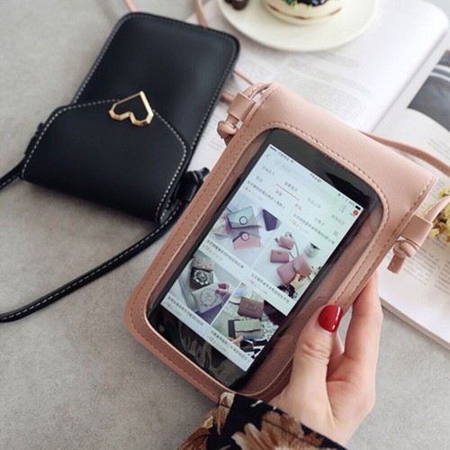 Womens Cell Phone Bag PU Leather Crossbody Mini Purse Wallet with Shoulder Strap - Picture 5 of 14
