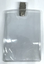 Clear Vinyl Vertical ID Badge Holder Alligator Clip 2.5 x 3.5 LOT of 110