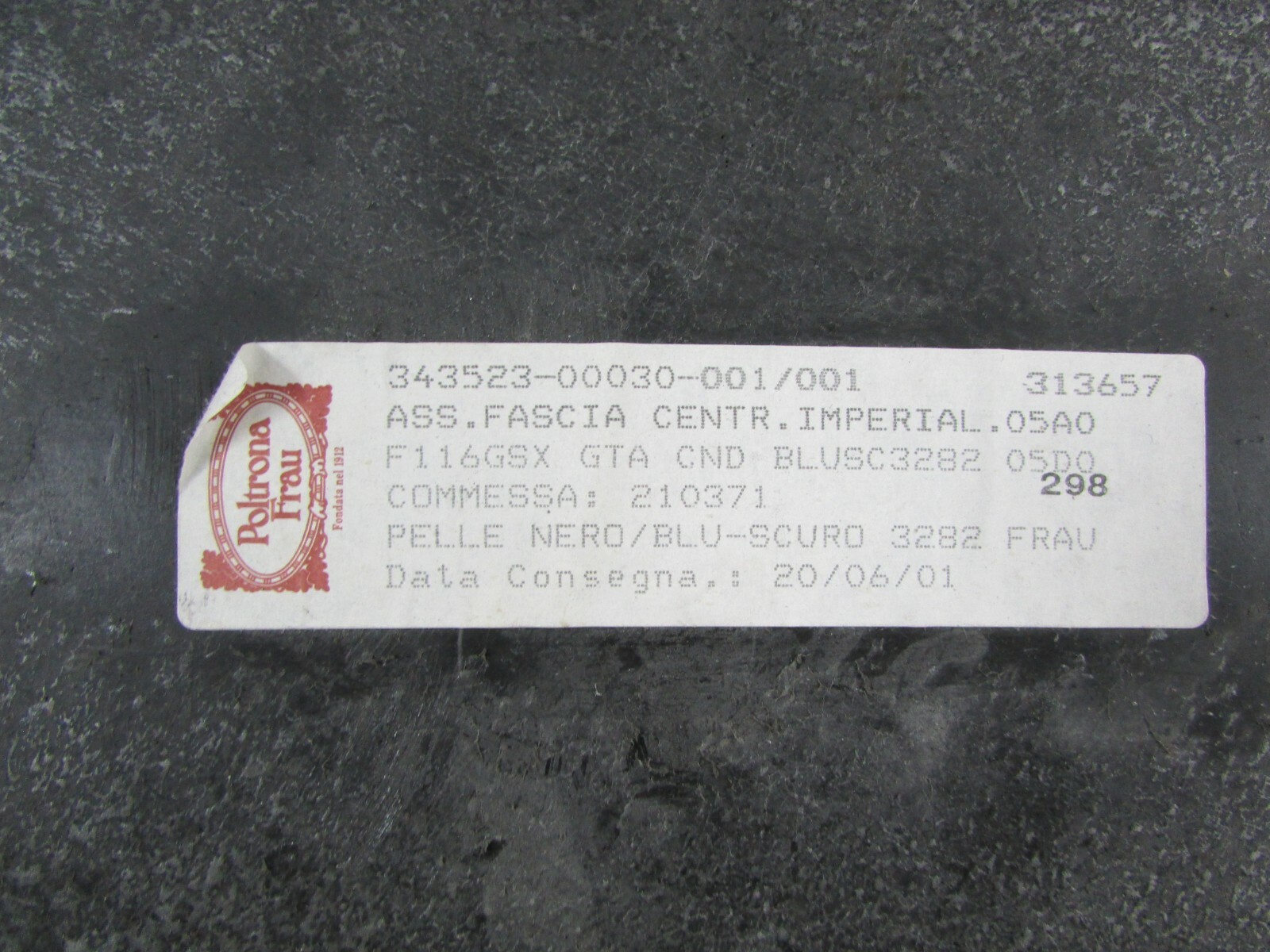Ferrari 456, Center Headliner Panel, Blue, Used, P/N 65352100