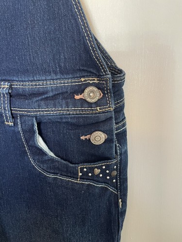 Jordache Girls Denim Bib Overalls Embellished Studs at Pockets Size XL (14-16) - Picture 4 of 11