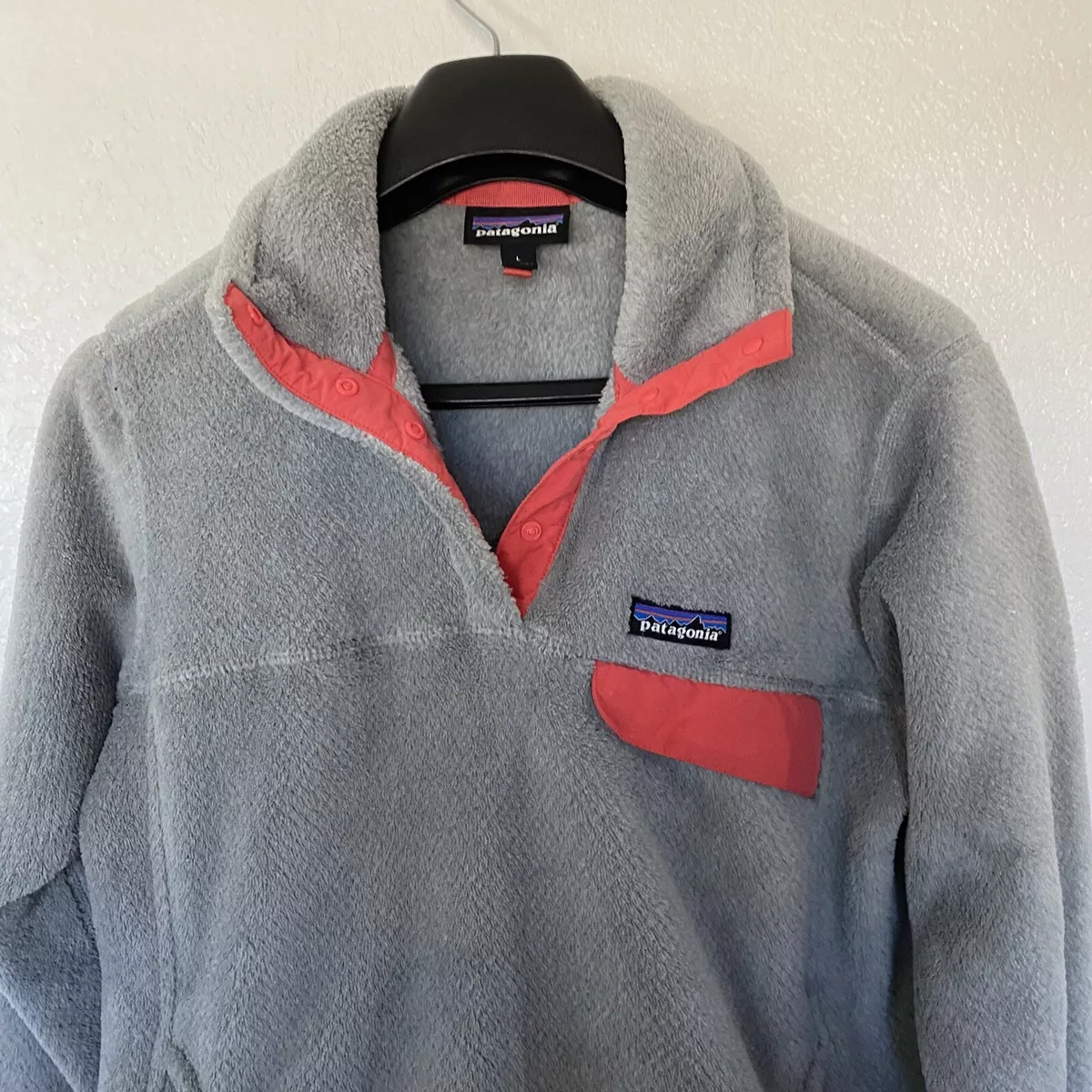 Patagonia Polartec Thermal Pro Gray w Peach Trim 1 4 Snap Pocket