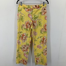 Vtg Talbots Womens 8 Ankle Pants Cottagecore Floral Colorful Artsy Vacation Boho