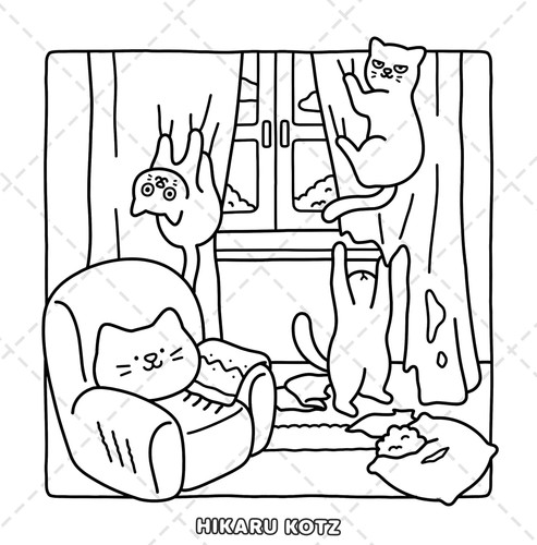 Naughty Cats: Cattitude Coloring Book for Adults and Teens (Cat & Dog Coloring B - Picture 7 of 9