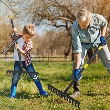 For Loose soil leaves Metal Bow Rake 78" long x 12 Tines Heavy Duty Garden Tool