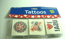 4th Of July Patriotic Glow in the Dark Temporary Tattoos 36 piece Flag USA Stars
