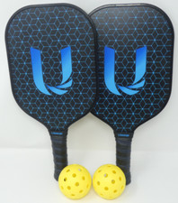 Uteeqe U1 Graphite Pickleball Pickle Ball Set of 2 Paddles w/2 Balls and Case