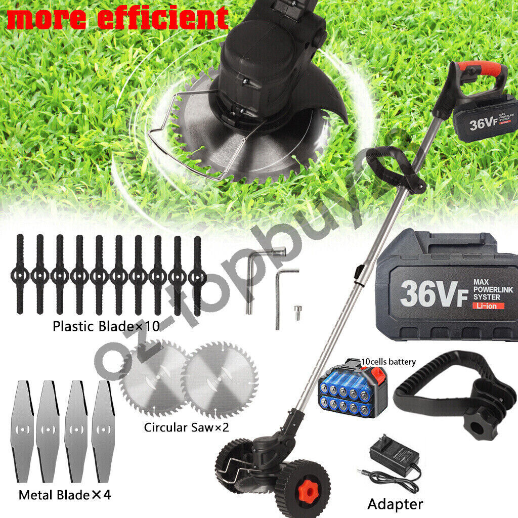 3000W 36V Cordless Grass Lawn Trimmer Edge Brush Cutter Blade Whipper Snipper eBay
