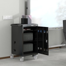 Mobile Charging Cart and Cabinet for Tablets Laptops 30-Device w/ Locking Wheels