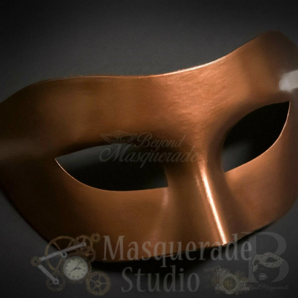 Mens Masquerade Eye Mask Phantom of the Opera Venetian Minimalist [Rose Gold] - Image 4 of 4