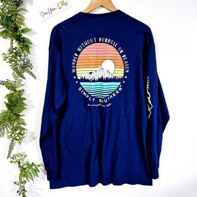 Simply Southern Wander Without Purpose Or Reason Mountain Lake Mens XL Ts319.10