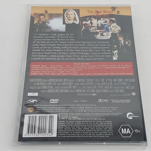 L.A. Confidential DVD 1997 Movie Film Region 4 Kevin Spacey Kim Basinger - Picture 4 of 5