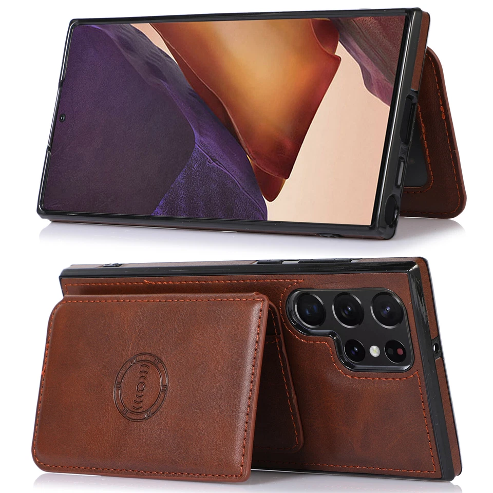 For Samsung Galaxy S25 S24 S23 FE S22 S21 Ultra Leather Card Holder Case Cover - Image 3 of 4