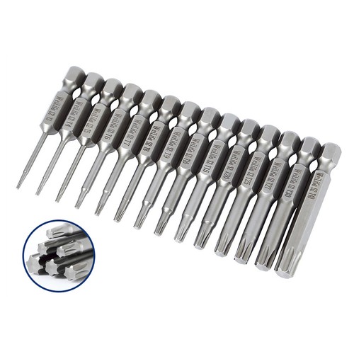 Solid Torx Screwdriver Bit Magnetic 1/4" Hex Star Security Pin T3 to T40 Long - Picture 3 of 59